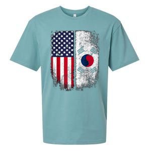 South Korean American Flag Korea Usa America Gift Sueded Cloud Jersey T-Shirt