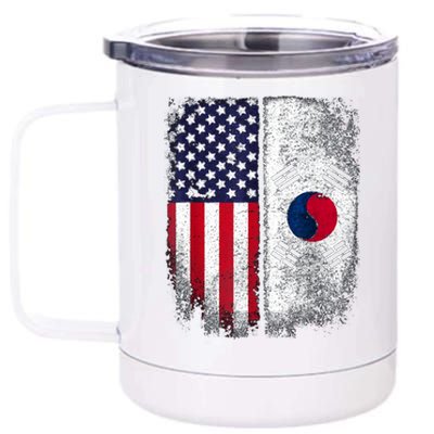 South Korean American Flag Korea Usa America Gift 12 oz Stainless Steel Tumbler Cup