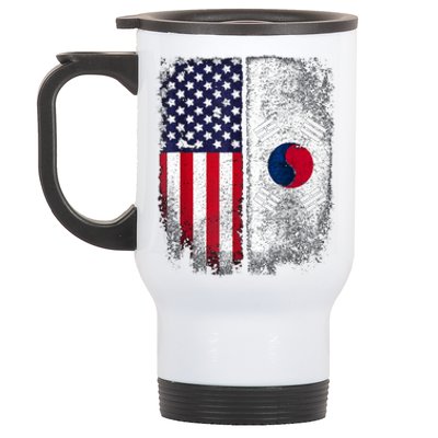 South Korean American Flag Korea Usa America Gift Stainless Steel Travel Mug