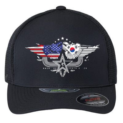 South Korean American Flag South Korea Flag Flexfit Unipanel Trucker Cap