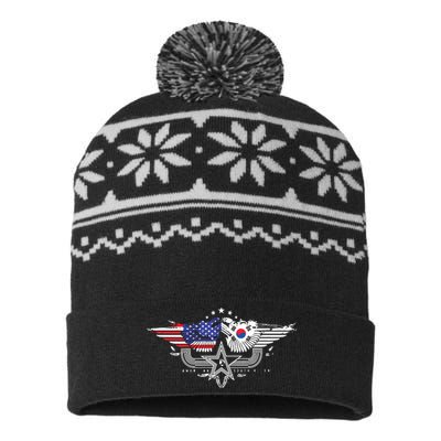 South Korean American Flag South Korea Flag USA-Made Snowflake Beanie