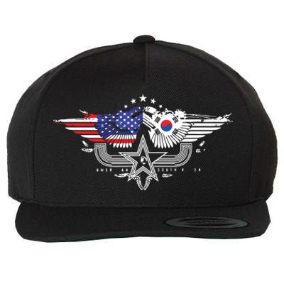 South Korean American Flag South Korea Flag Wool Snapback Cap