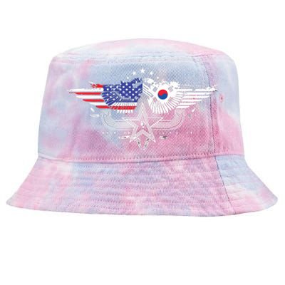 South Korean American Flag South Korea Flag Tie-Dyed Bucket Hat