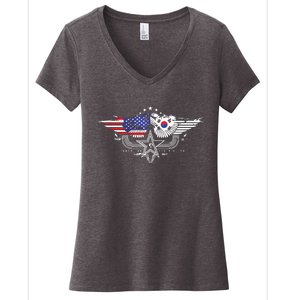 South Korean American Flag South Korea Flag Women's V-Neck T-Shirt