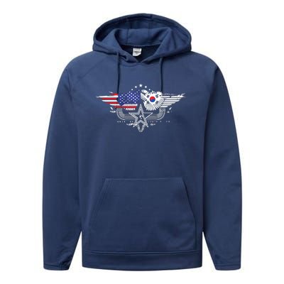 South Korean American Flag South Korea Flag Performance Fleece Hoodie