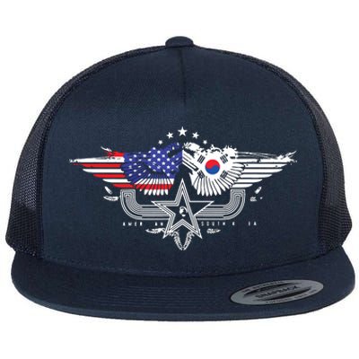 South Korean American Flag South Korea Flag Flat Bill Trucker Hat