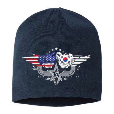 South Korean American Flag South Korea Flag Sustainable Beanie