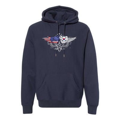 South Korean American Flag South Korea Flag Premium Hoodie