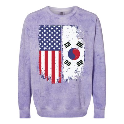 South Korean American Flag Korea Usa America Gift Colorblast Crewneck Sweatshirt