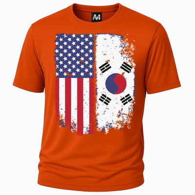 South Korean American Flag Korea Usa America Gift Cooling Performance Crew T-Shirt