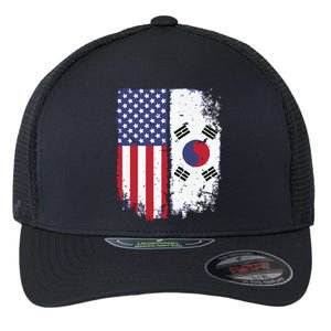 South Korean American Flag Korea Usa America Gift Flexfit Unipanel Trucker Cap