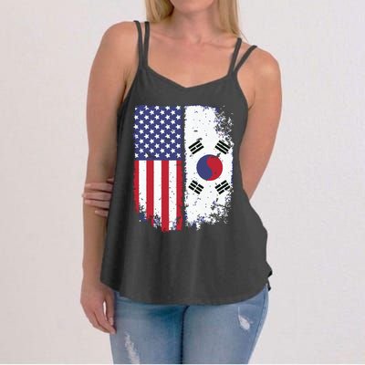 South Korean American Flag Korea Usa America Gift Women's Strappy Tank