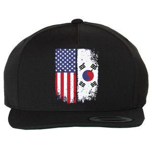 South Korean American Flag Korea Usa America Gift Wool Snapback Cap