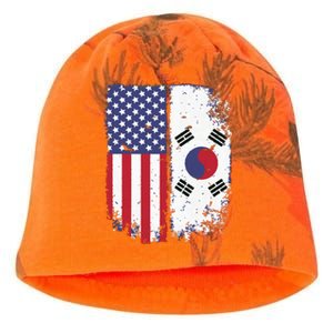 South Korean American Flag Korea Usa America Gift Kati - Camo Knit Beanie