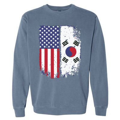 South Korean American Flag Korea Usa America Gift Garment-Dyed Sweatshirt