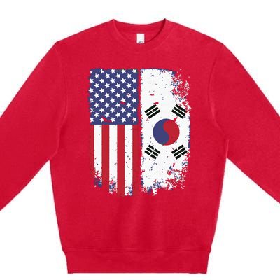 South Korean American Flag Korea Usa America Gift Premium Crewneck Sweatshirt