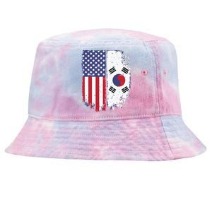 South Korean American Flag Korea Usa America Gift Tie-Dyed Bucket Hat