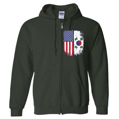 South Korean American Flag Korea Usa America Gift Full Zip Hoodie