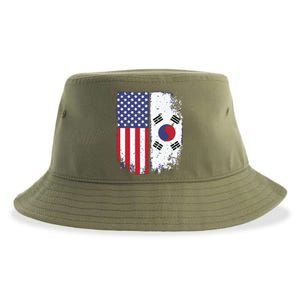 South Korean American Flag Korea Usa America Gift Sustainable Bucket Hat