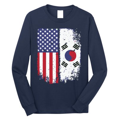 South Korean American Flag Korea Usa America Gift Long Sleeve Shirt