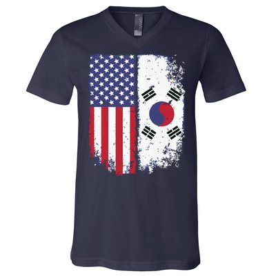 South Korean American Flag Korea Usa America Gift V-Neck T-Shirt