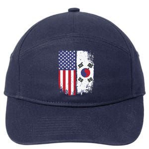 South Korean American Flag Korea Usa America Gift 7-Panel Snapback Hat