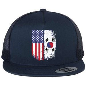 South Korean American Flag Korea Usa America Gift Flat Bill Trucker Hat