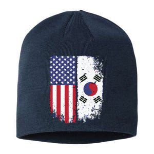 South Korean American Flag Korea Usa America Gift Sustainable Beanie