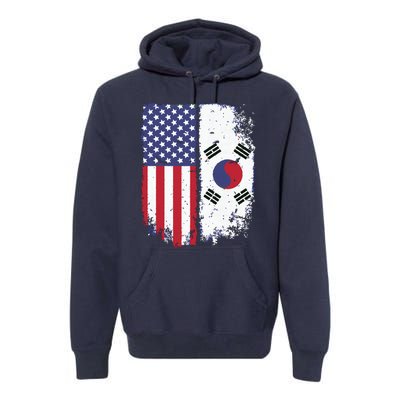 South Korean American Flag Korea Usa America Gift Premium Hoodie