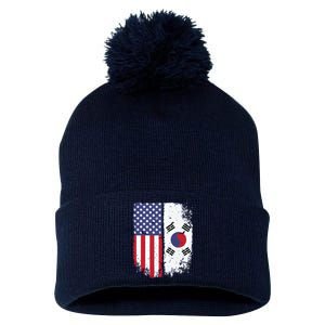 South Korean American Flag Korea Usa America Gift Pom Pom 12in Knit Beanie