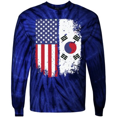 South Korean American Flag Korea Usa America Gift Tie-Dye Long Sleeve Shirt