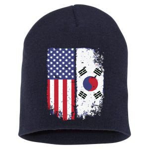 South Korean American Flag Korea Usa America Gift Short Acrylic Beanie