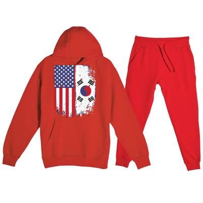 South Korean American Flag Korea Usa America Gift Premium Hooded Sweatsuit Set