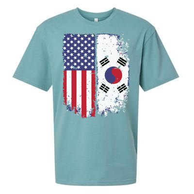 South Korean American Flag Korea Usa America Gift Sueded Cloud Jersey T-Shirt