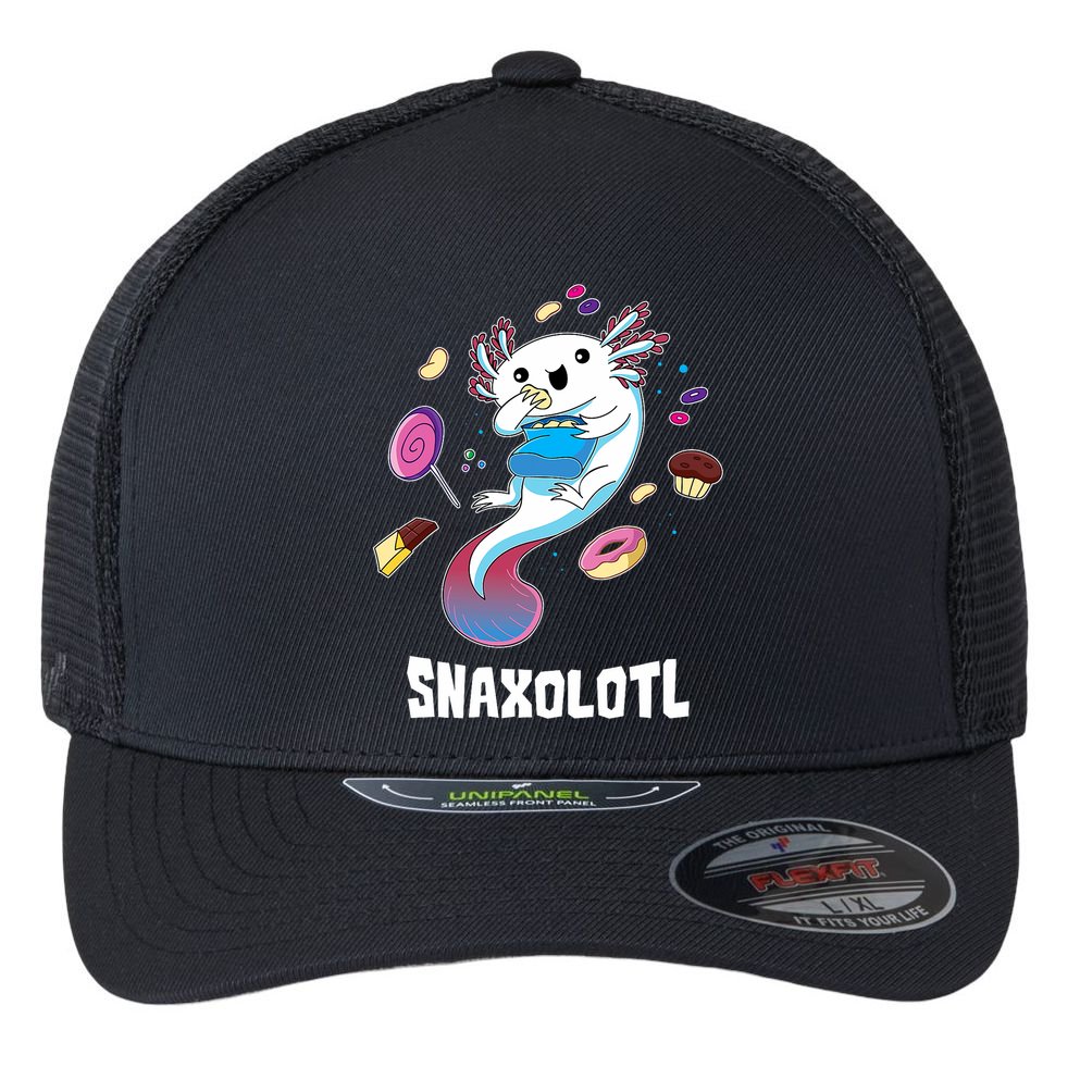 Snaxolotl Kawaii Axolotl Funny Food Lover Amphibian Pet  Flexfit Unipanel Trucker Cap