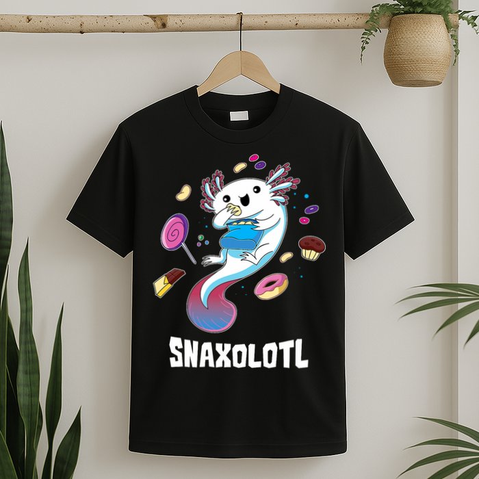 Snaxolotl Kawaii Axolotl Funny Food Lover Amphibian Pet  T-Shirt