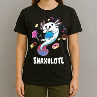 Snaxolotl Kawaii Axolotl Funny Food Lover Amphibian Pet  T-Shirt