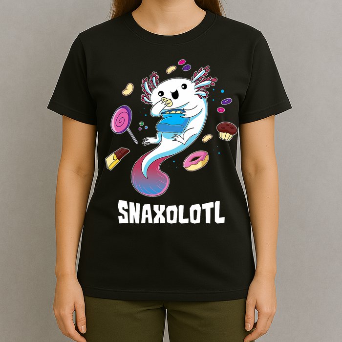 Snaxolotl Kawaii Axolotl Funny Food Lover Amphibian Pet  T-Shirt