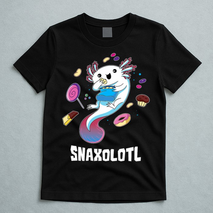 Snaxolotl Kawaii Axolotl Funny Food Lover Amphibian Pet  T-Shirt