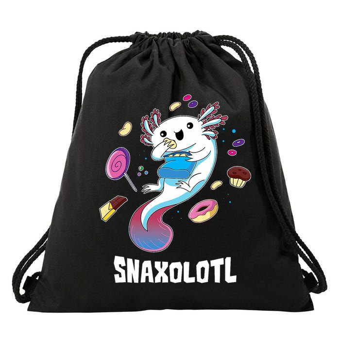 Snaxolotl Kawaii Axolotl Funny Food Lover Amphibian Pet  Drawstring Bag