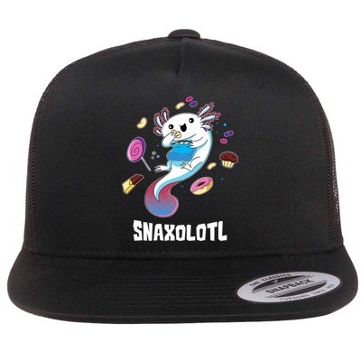 Snaxolotl Kawaii Axolotl Funny Food Lover Amphibian Pet  Flat Bill Trucker Hat