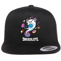 Snaxolotl Kawaii Axolotl Funny Food Lover Amphibian Pet  Flat Bill Trucker Hat
