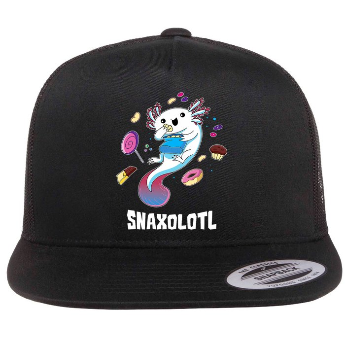 Snaxolotl Kawaii Axolotl Funny Food Lover Amphibian Pet  Flat Bill Trucker Hat