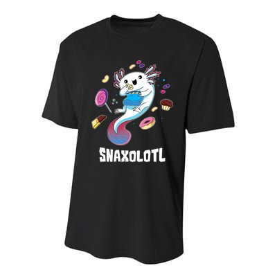 Snaxolotl Kawaii Axolotl Funny Food Lover Amphibian Pet  Youth Performance Sprint T-Shirt