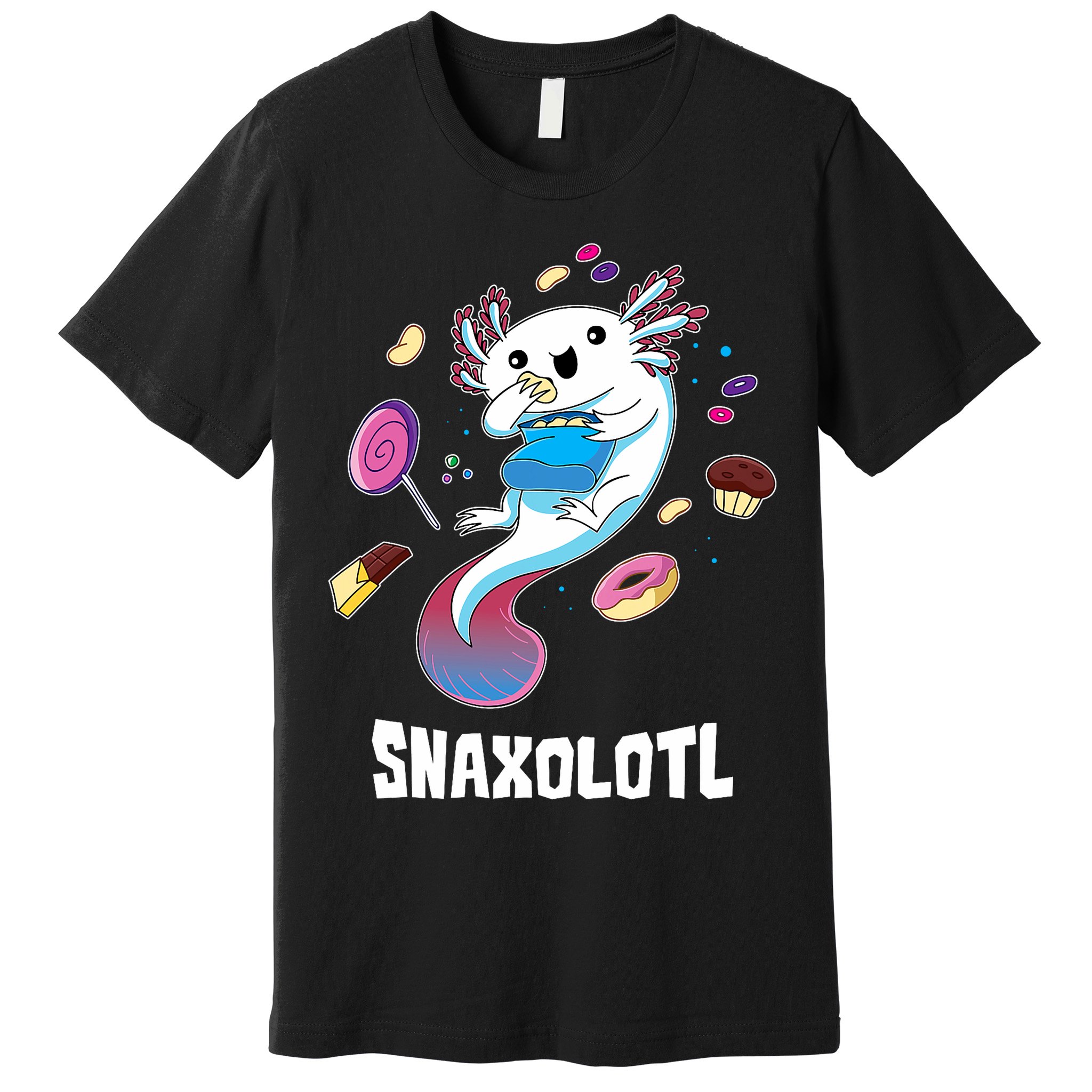 Snaxolotl Kawaii Axolotl Funny Food Lover Amphibian Pet  Premium T-Shirt
