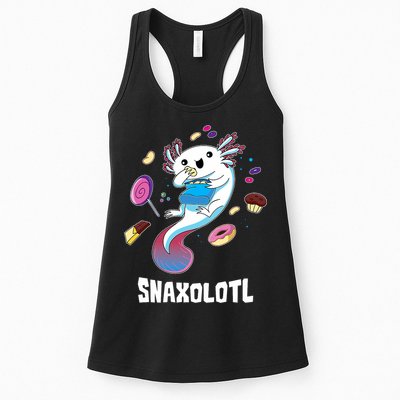 Snaxolotl Kawaii Axolotl Funny Food Lover Amphibian Pet  Womens Tank Top