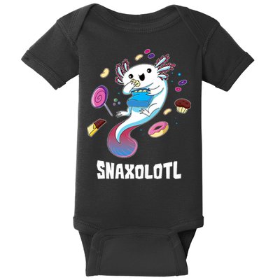 Snaxolotl Kawaii Axolotl Funny Food Lover Amphibian Pet  Baby Bodysuit