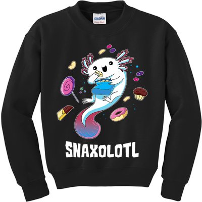 Snaxolotl Kawaii Axolotl Funny Food Lover Amphibian Pet  Kids Sweatshirt
