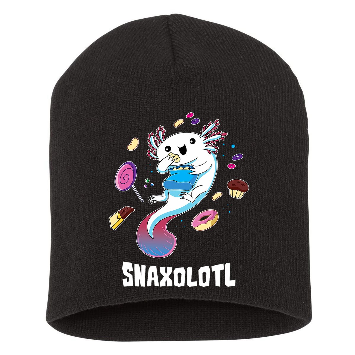 Snaxolotl Kawaii Axolotl Funny Food Lover Amphibian Pet  Short Acrylic Beanie