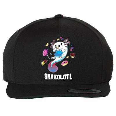 Snaxolotl Kawaii Axolotl Funny Food Lover Amphibian Pet  Wool Snapback Cap